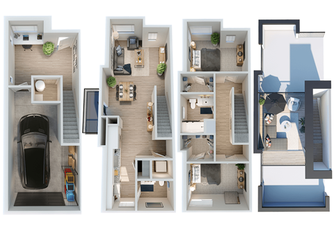 1 bed 1 bath A at Park Lamont Townhomes Apartments, Cleveland, OH, 44106